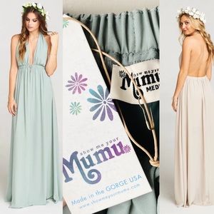 NWT Show Me Your Mumu Luna Maxi Halter Dress in Mint To Be